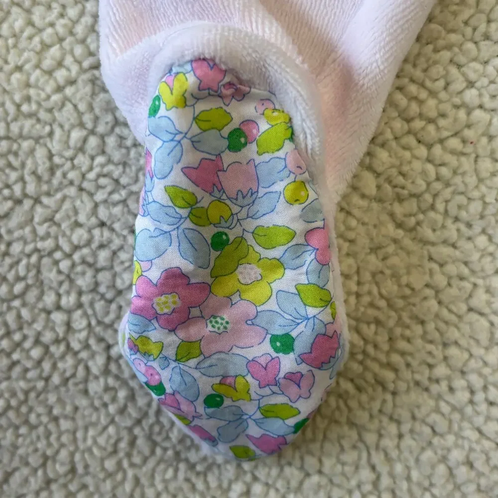 Jacadi Paris 6 Months Pink Baby Girl Onesies Bodysuit Velour Floral Footed